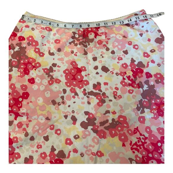 Kenneth Cole Women’s Size 12 A-Line Skirt Red/Pink Floral Cotton Side Zip - Picture 4 of 7